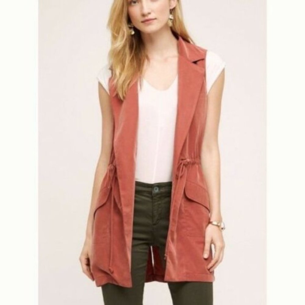 Anthropologie Elevenses Rust Orange Old Town Sleeveless Anorak Vest Size Small